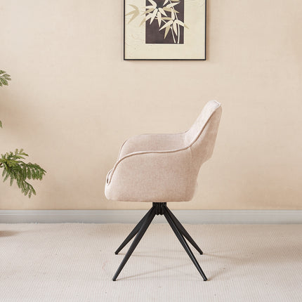 Eetkamerstoel draaibaar beige stof Mateo