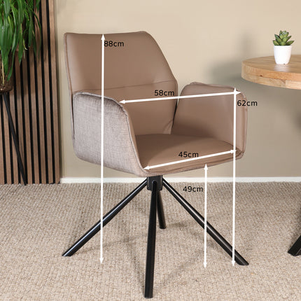 Eetkamerstoel draaibaar bruin chenille Emily