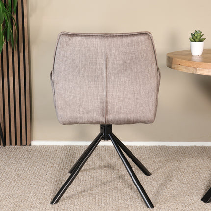 Eetkamerstoel draaibaar bruin chenille Emily