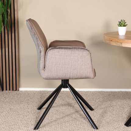 Eetkamerstoel draaibaar bruin chenille Emily