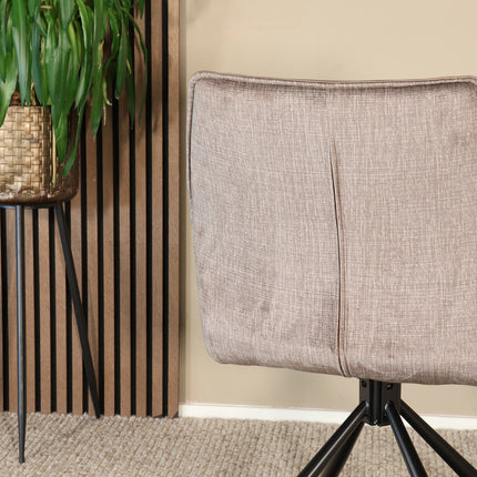 Eetkamerstoel draaibaar bruin chenille Emily