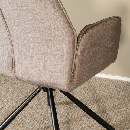 Eetkamerstoel draaibaar bruin chenille Emily