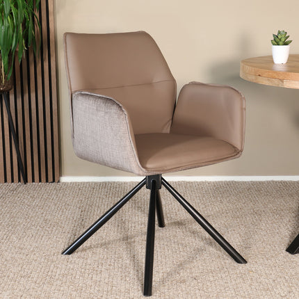 Eetkamerstoel draaibaar bruin chenille Emily