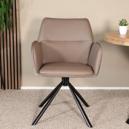 Eetkamerstoel draaibaar bruin chenille Emily