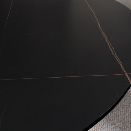 Eettafel marmerlook Figo ovaal 210cm zwart steen