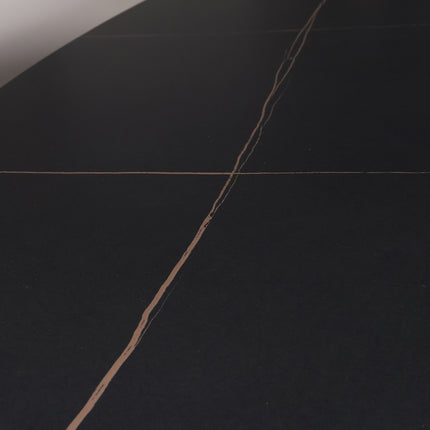 Eettafel marmerlook Figo ovaal 210cm zwart steen