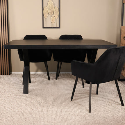 Eettafel Zeno rechthoekig 180cm zwart mangohout