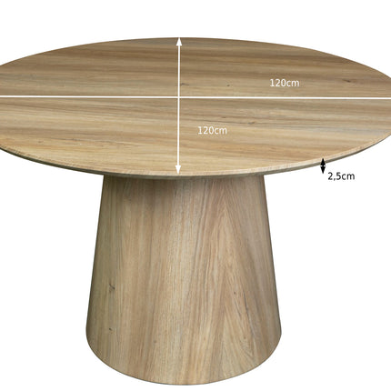 Eettafel Japandi Amber rond 120cm lichtbruin MDF