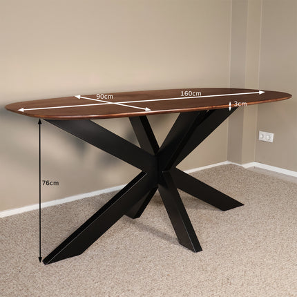 Eettafel Austin deens ovaal 160cm walnoot mangohout