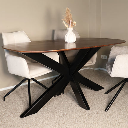Eettafel Austin deens ovaal 160cm walnoot mangohout