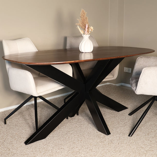 Eettafel Austin deens ovaal 160cm walnoot mangohout