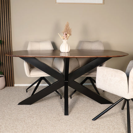 Eettafel Austin deens ovaal 160cm walnoot mangohout