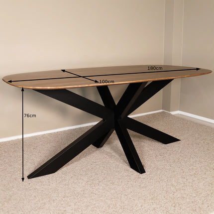Eettafel Austin deens ovaal 180cm lichtbruin mangohout