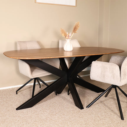 Eettafel Austin deens ovaal 180cm lichtbruin mangohout