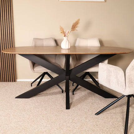 Eettafel Austin deens ovaal 180cm lichtbruin mangohout