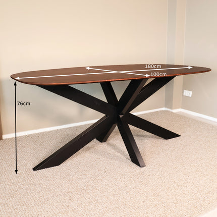 Eettafel Austin deens ovaal 180cm walnoot mangohout
