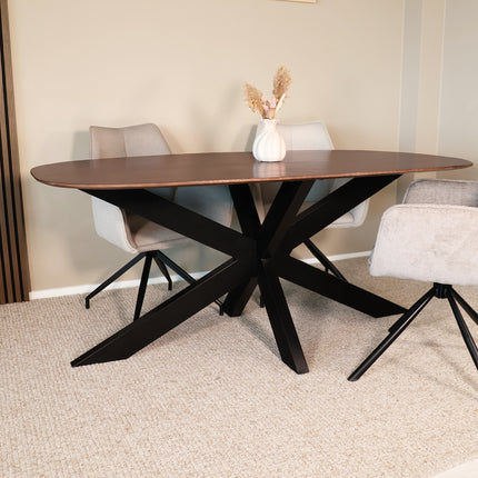 Eettafel Austin deens ovaal 180cm walnoot mangohout