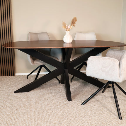 Eettafel Austin deens ovaal 180cm walnoot mangohout