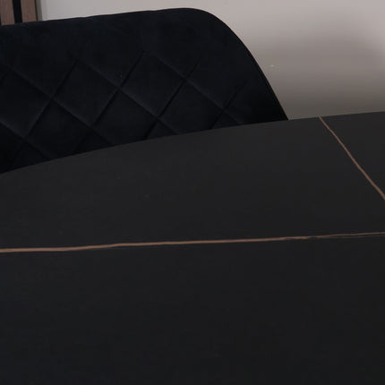 Eettafel marmerlook Figo ovaal 210cm zwart steen