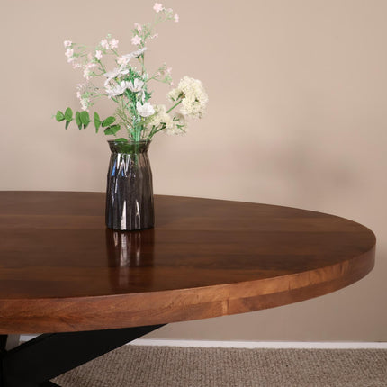 Eettafel James ovaal 160cm bruin mangohout