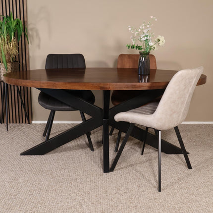 Eettafel James ovaal 160cm bruin mangohout