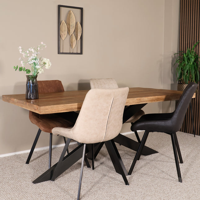 Eettafel John rechthoekig 180cm lichtbruin mangohout