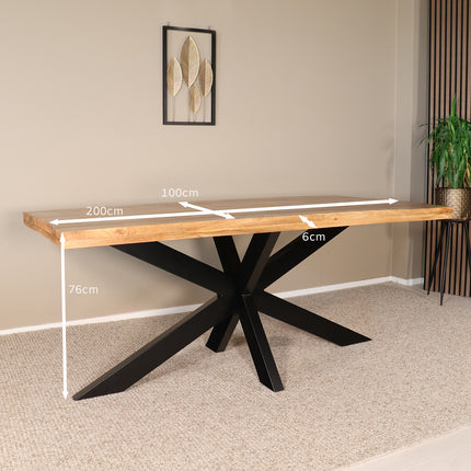 Eettafel John rechthoekig 200cm lichtbruin mangohout