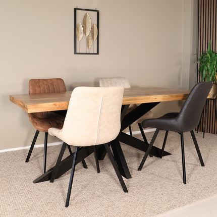 Eettafel John rechthoekig 200cm lichtbruin mangohout