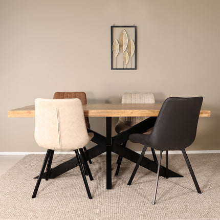 Eettafel John rechthoekig 200cm lichtbruin mangohout