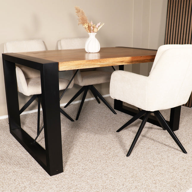 Eettafel Jonas rechthoekig 140cm bruin mangohout