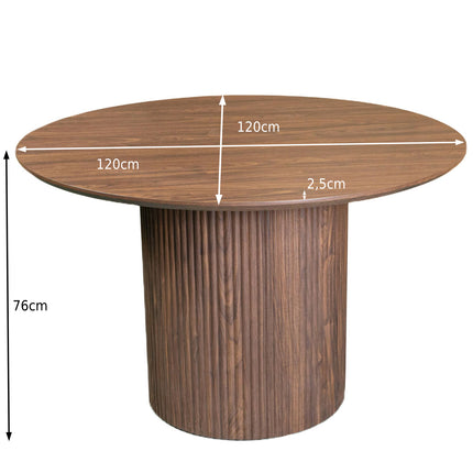 Eettafel Japandi Kiko rond 120cm walnoot MDF