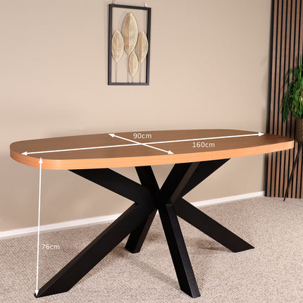 Eettafel Leco deens ovaal 160cm eiken melamine