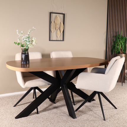 Eettafel Leco deens ovaal 160cm eiken melamine