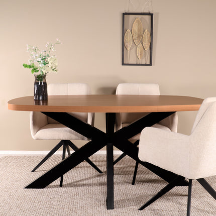 Eettafel Leco deens ovaal 160cm eiken melamine