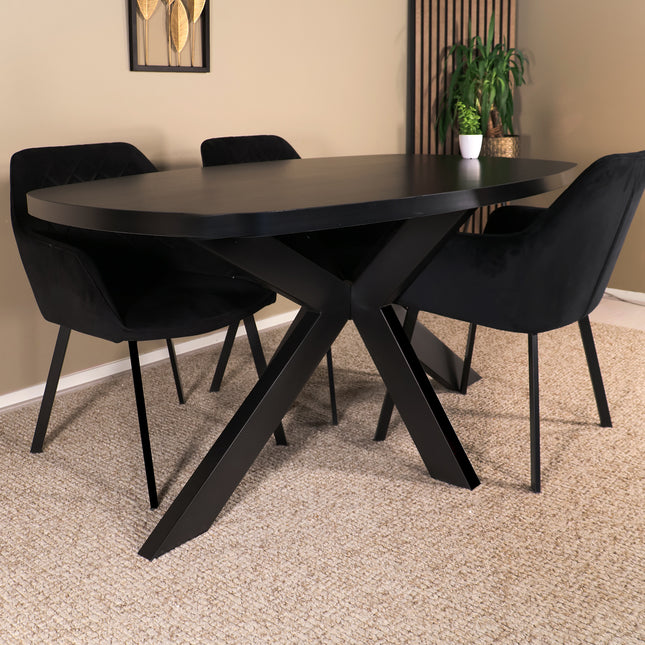 Tweedekans model: Eettafel Leco deens ovaal 160cm zwart melamine