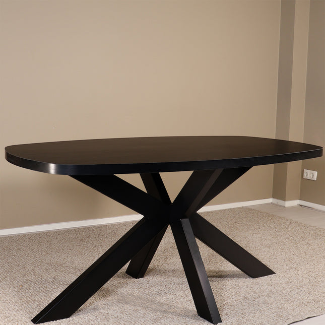 Eettafel Leco deens ovaal 160cm zwart melamine
