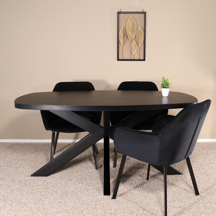Tweedekans model: Eettafel Leco deens ovaal 160cm zwart melamine