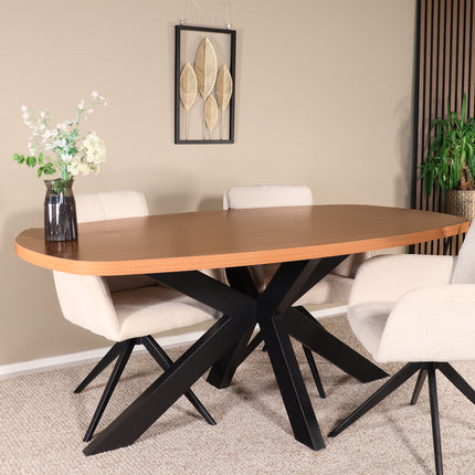 Eettafel Leco deens ovaal 180cm eiken melamine