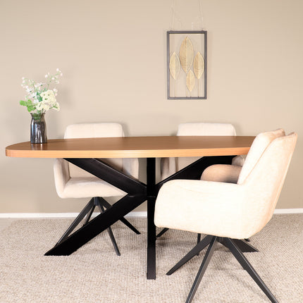 Eettafel Leco deens ovaal 180cm eiken melamine