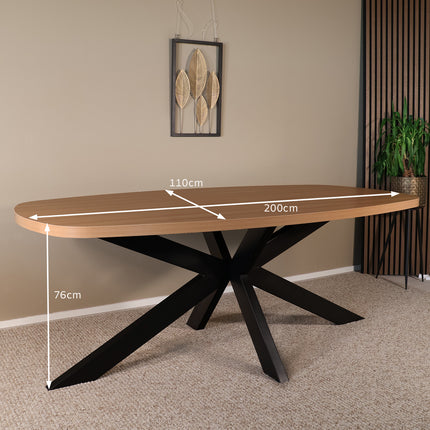 Eettafel Leco deens ovaal 200cm eiken melamine