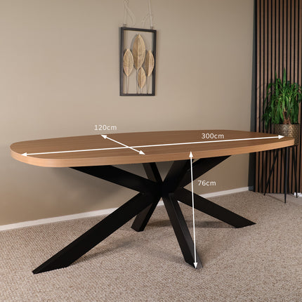Eettafel Leco deens ovaal 300cm eiken melamine