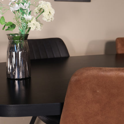 Eettafel Leco deens ovaal 200cm zwart melamine