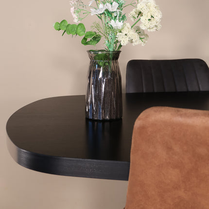 Eettafel Leco deens ovaal 240cm zwart melamine