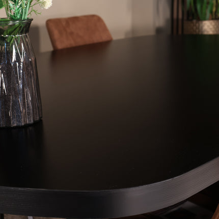 Eettafel Leco deens ovaal 200cm zwart melamine