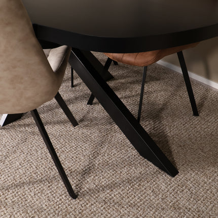 Eettafel Leco deens ovaal 200cm zwart melamine