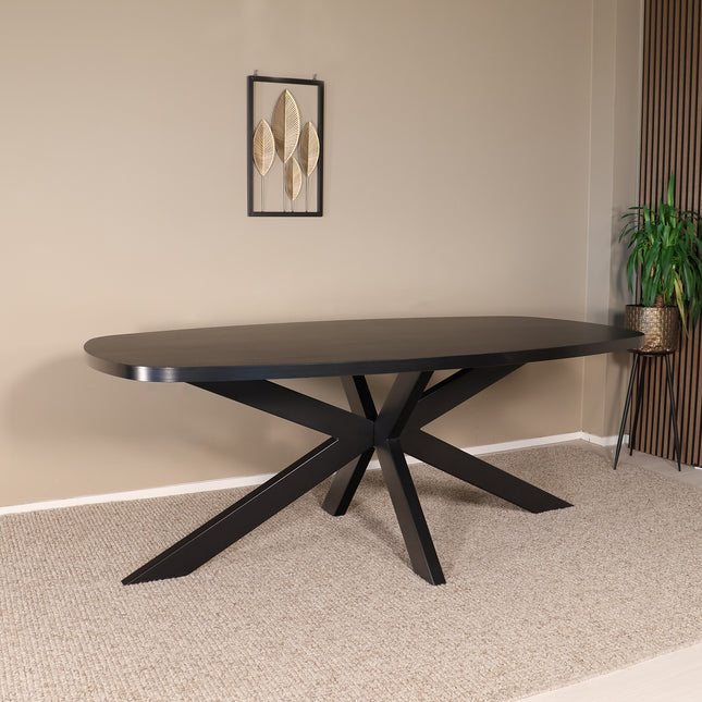 Eettafel Leco deens ovaal 200cm zwart melamine