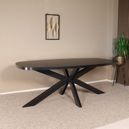 Eettafel Leco deens ovaal 240cm zwart melamine