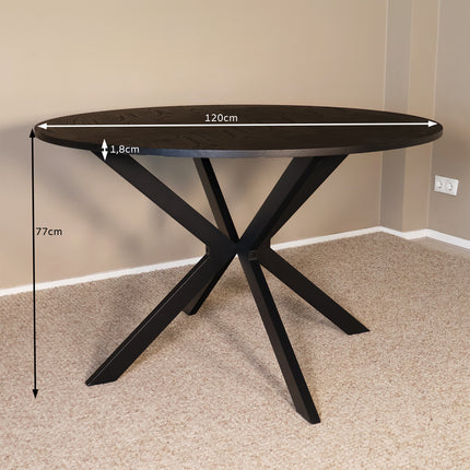 Eettafel visgraat Ozzy rond 120cm zwart MDF