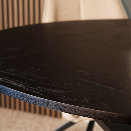 Eettafel visgraat Ozzy rond 120cm zwart MDF