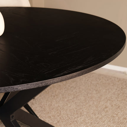 Eettafel visgraat Ozzy rond 120cm zwart MDF